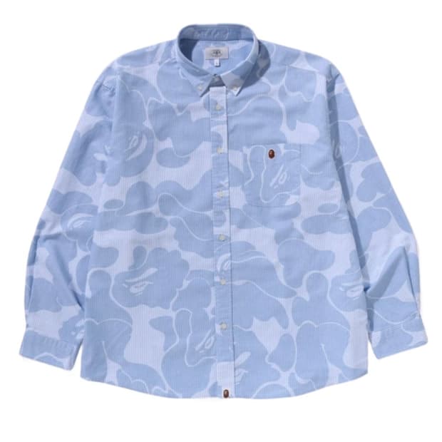 bape 스트라이프 카모 릴렉스 셔츠 블루 