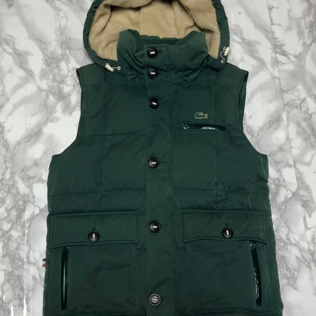라코스테 패딩 조끼 남성용 다운 딥그린