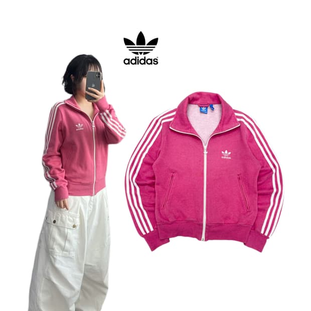 아디다스 빅로고 파이어버드 핑크 트랙탑 져지