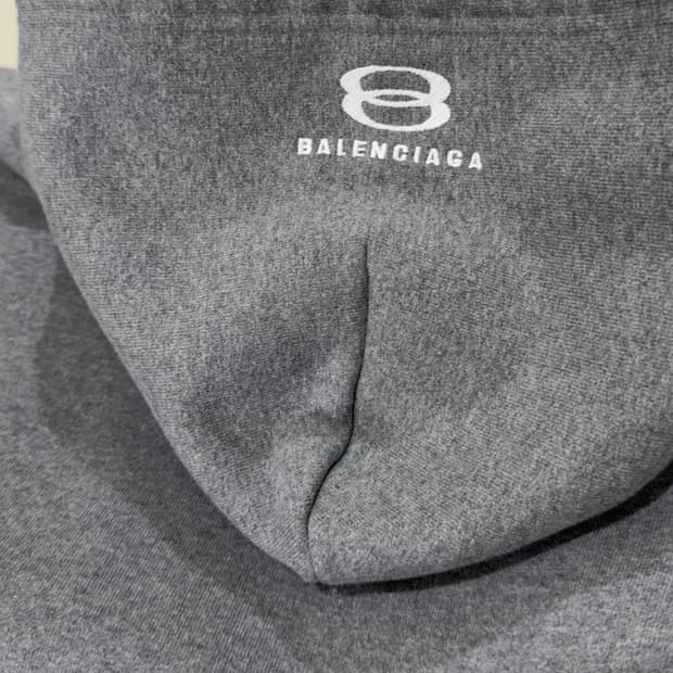 발렌시아가 유니티 아이콘 배기라지 핏 후드집업 그레이 정품