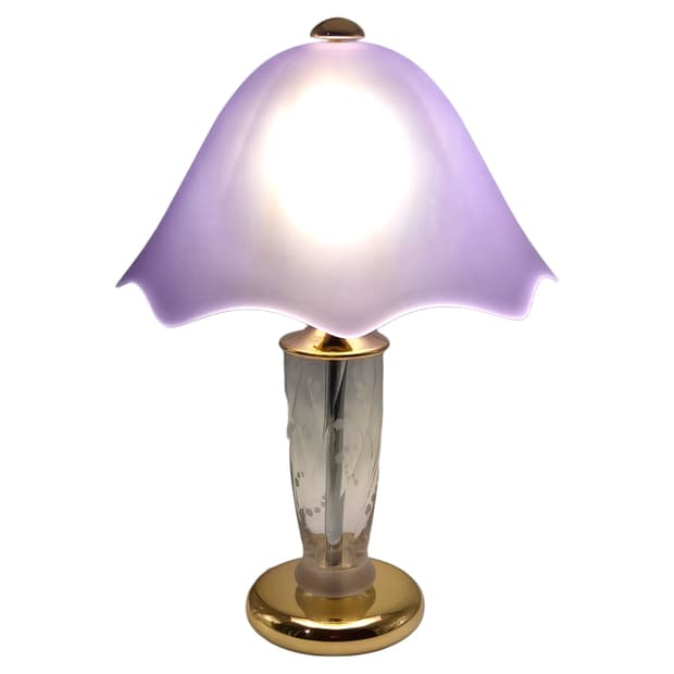 90s 호야 크리스탈 퍼플 플로랄 애칭 스탠드 램프