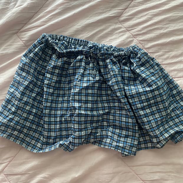 노컨텐츠 체크 레이어드 치마