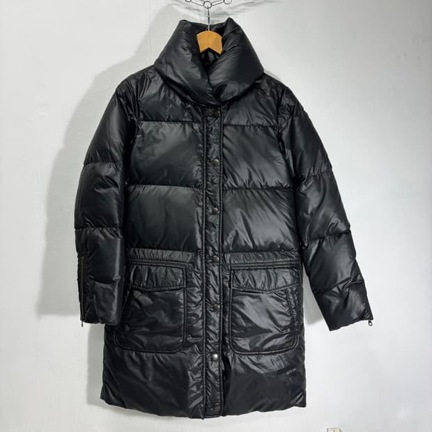 우먼M 리바이스 블랙 하이넥 투웨이 덕다운 롱패딩