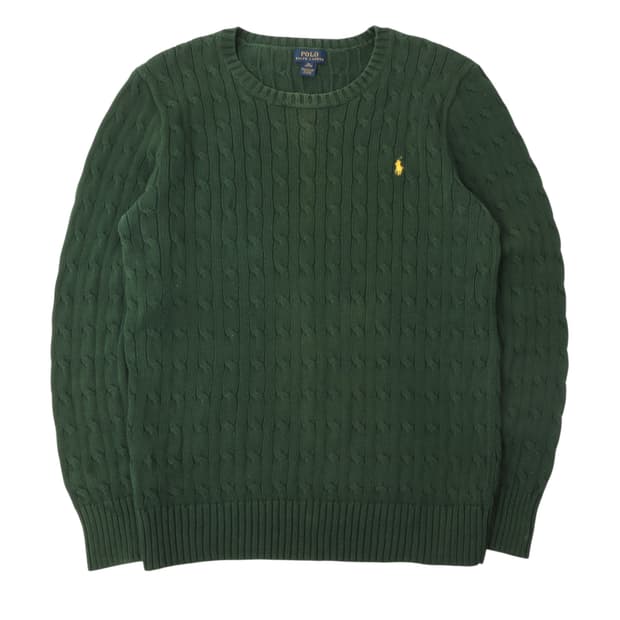 폴로 랄프로렌 그린 코튼 케이블 니트