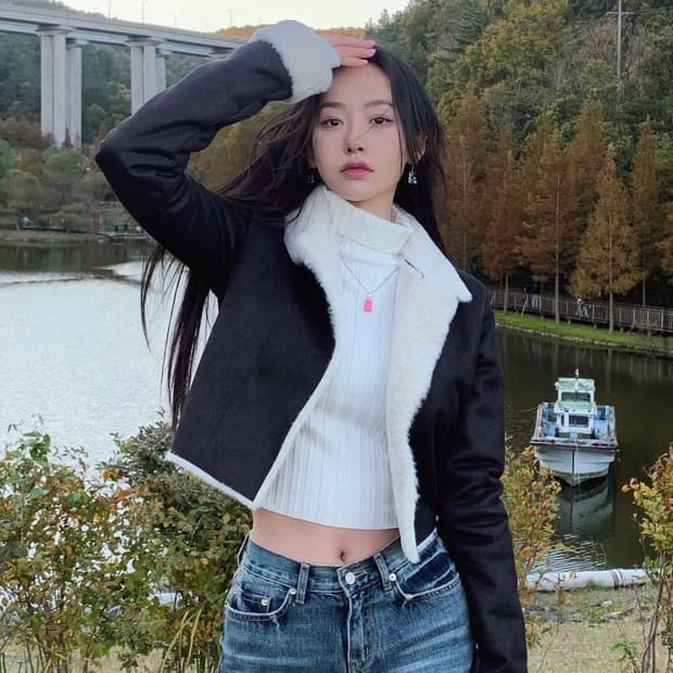 페일제이드 시어링 자켓 무스탕 블랙