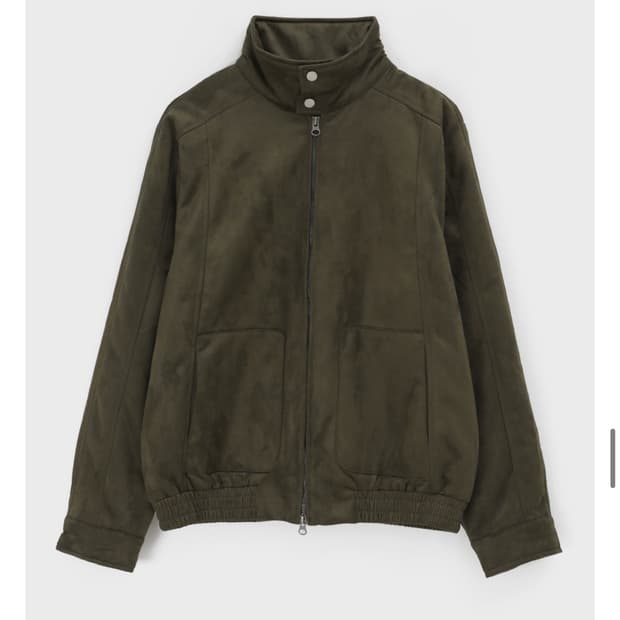 누빔안감) 블랙업 카키 스웨이드 점퍼 자켓