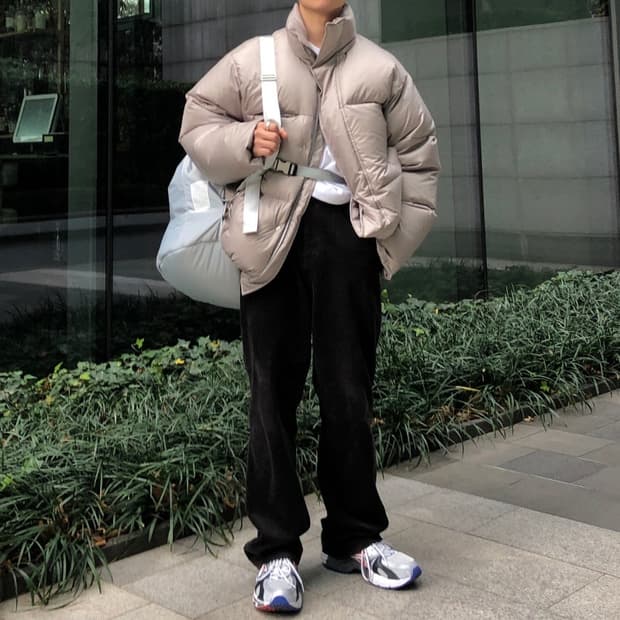 [105] 애프터프레이 x LLUD 숏패딩 라임베이지