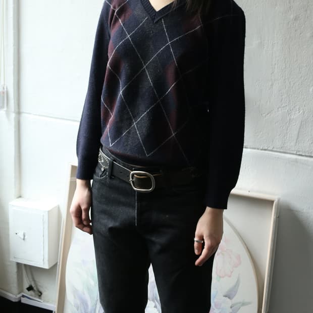 프라다 스포츠 아가일 니트