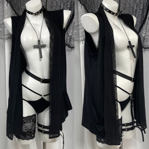 black see through pocket vest