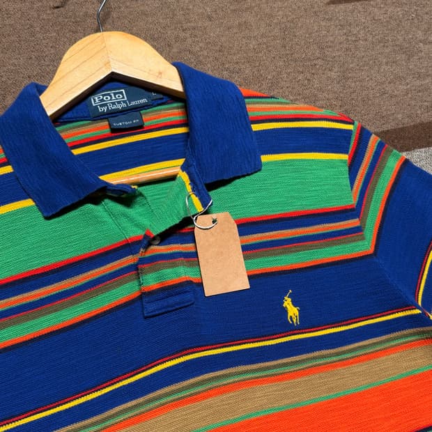 폴로랄프로렌 스트라이프 pk 반팔 카라티 L 블랭킷 코튼