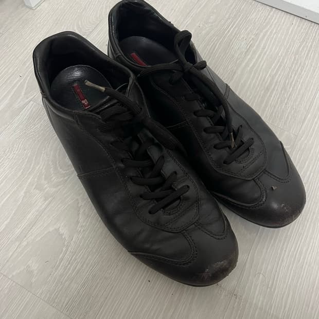 프라다 레더 스니커즈 브라운 7 1/2