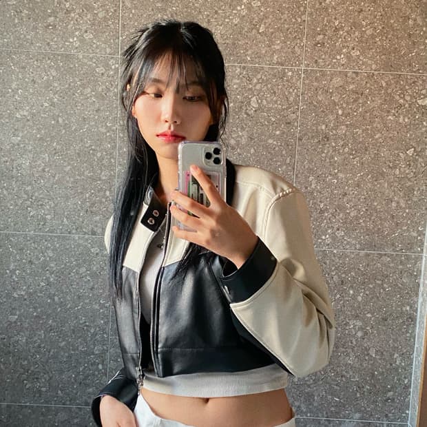 WOMEN 맥시 크롭 투웨이 배색 가죽 라이더자켓 [Black_White