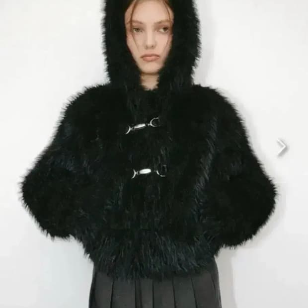 Yuse 후드 퍼자켓