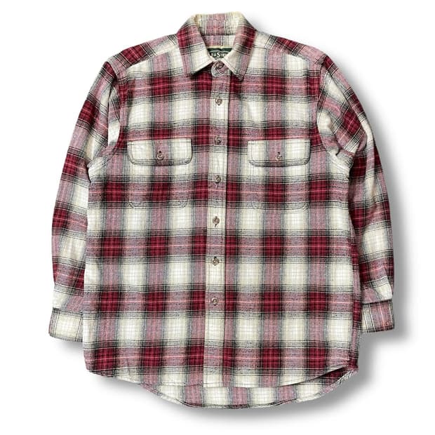 빈티지 체크 플란넬 투포켓 긴팔 셔츠