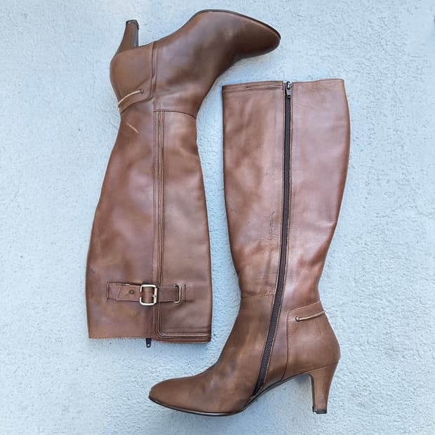 Vintage leather buckle boots