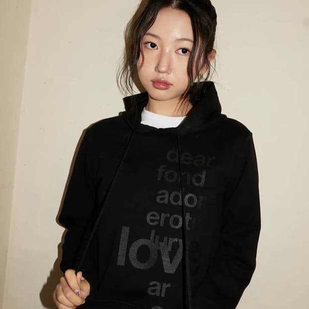 오피쉬 LETTERING HOODIE, BLACK