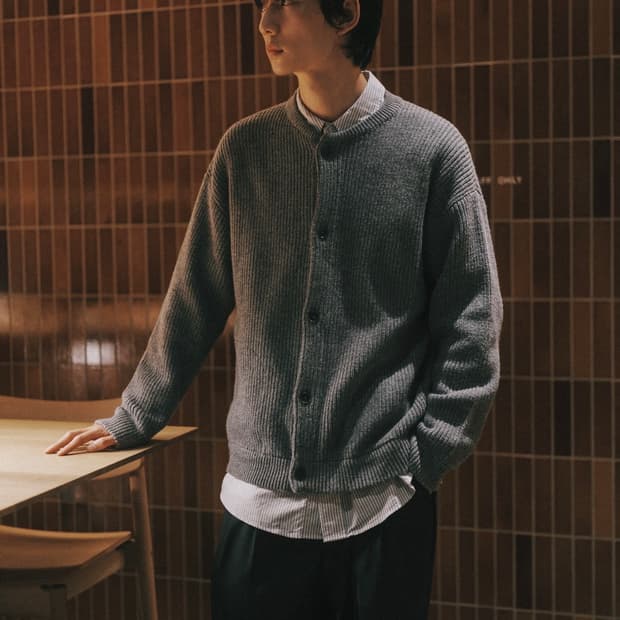 247시리즈 울 점퍼 가디건 멜란지 그레이 M