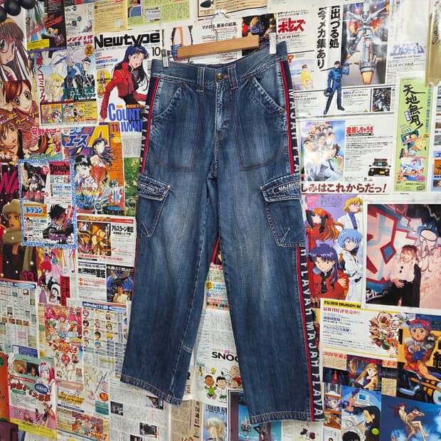 마자플라바 사이드 라인 투포켓 데님 카고 팬츠