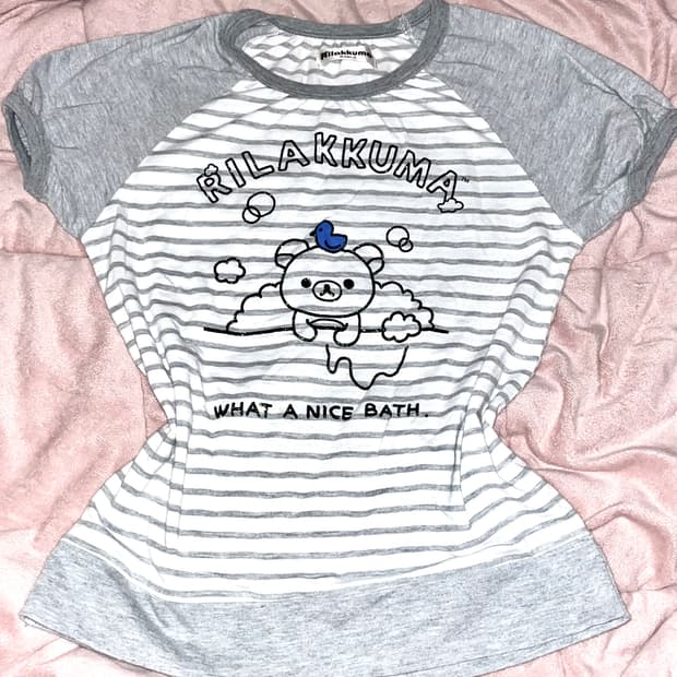 STC빈티지 리락쿠마 스트라이프 반팔티 산엑스