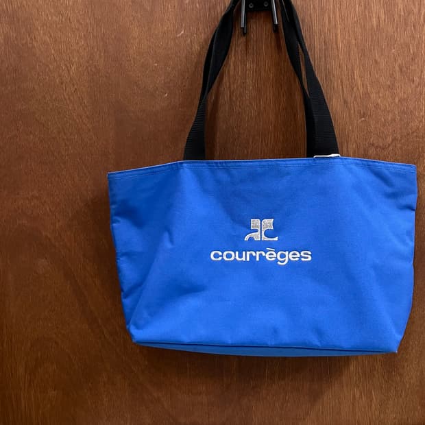 꾸레쥬 로고 쇼퍼백 블루
