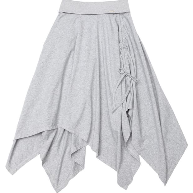 스키즘 인듀싱 ASYMMETRICAL HEM MIDI SKIRT GREY