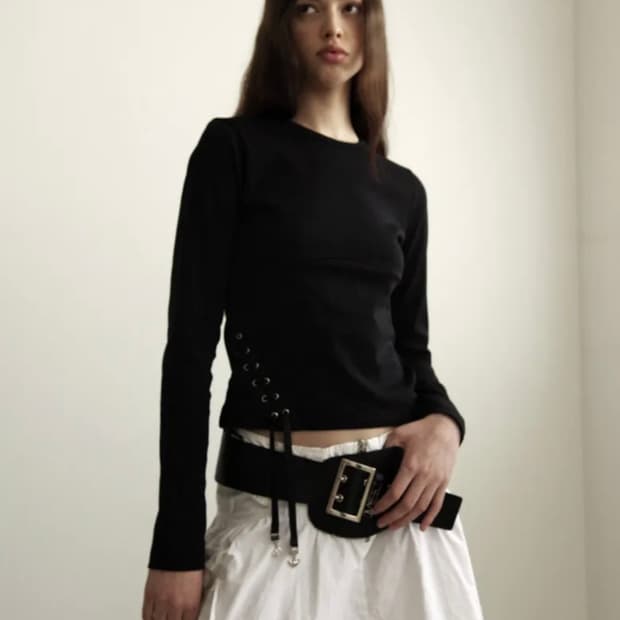 Eyelet T-shirt 001 Black