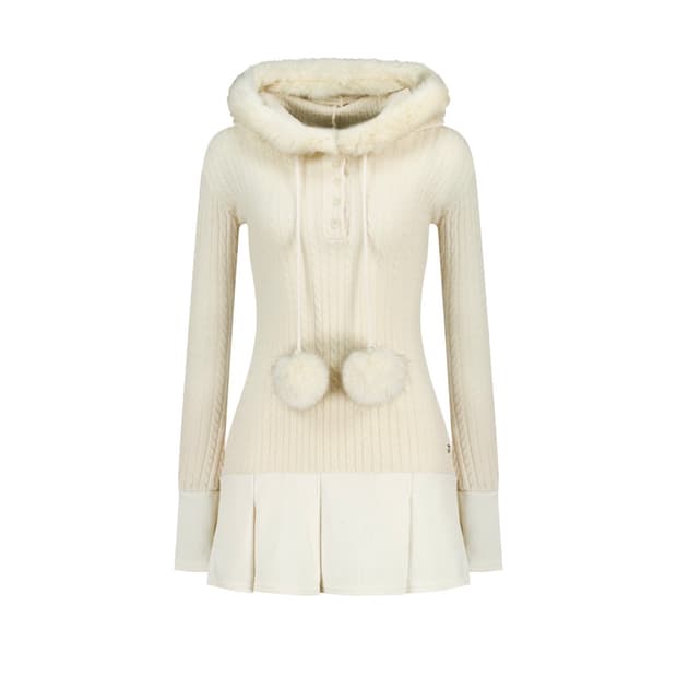 포어링 스노우볼 원피스 아이보리 M