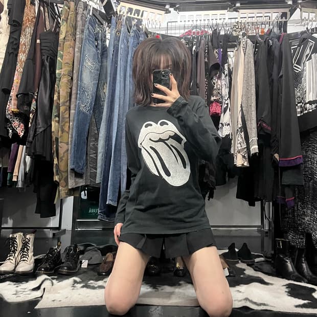 네이비 프린팅 롱슬리브