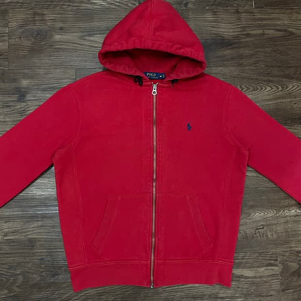 폴로 랄프로렌 레드 써멀 후드집업