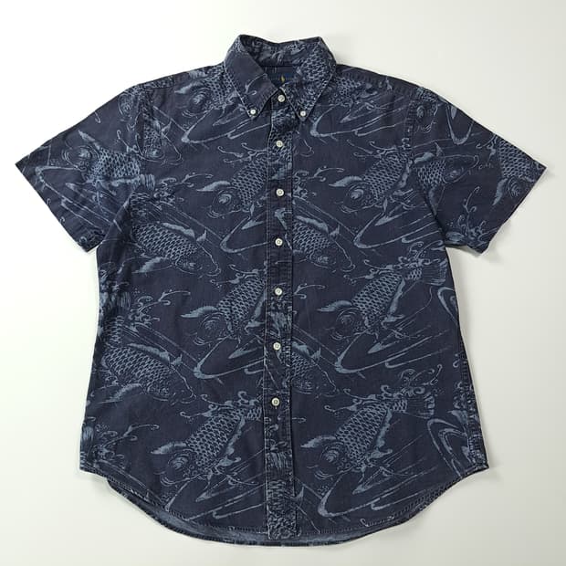 CK396 L 폴로 잉어 그래픽 슬림핏 반팔 셔츠 남방