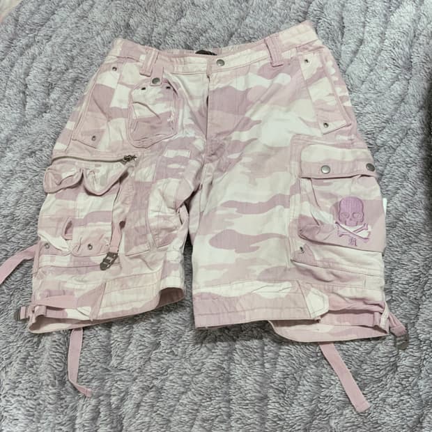 핑크 로우라이즈 카고 팬츠