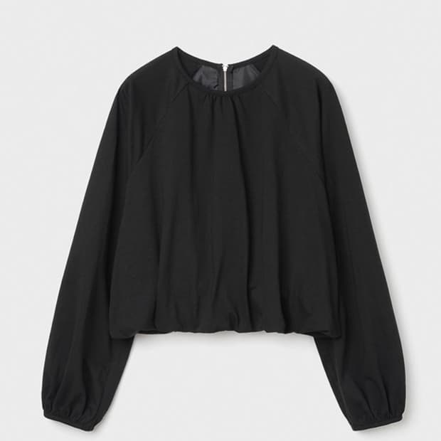 버뮬라 벌룬 셔링 티셔츠 블랙