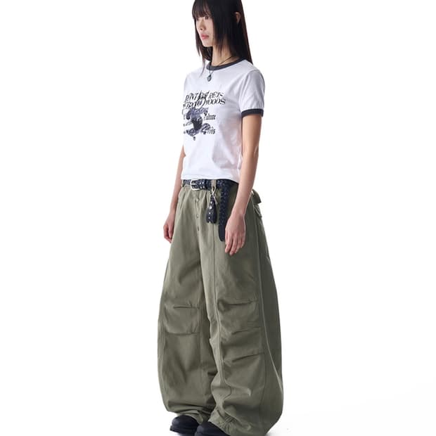 아캄 니 핀턱 스터드 코튼 팬츠 송이송이 콜라보