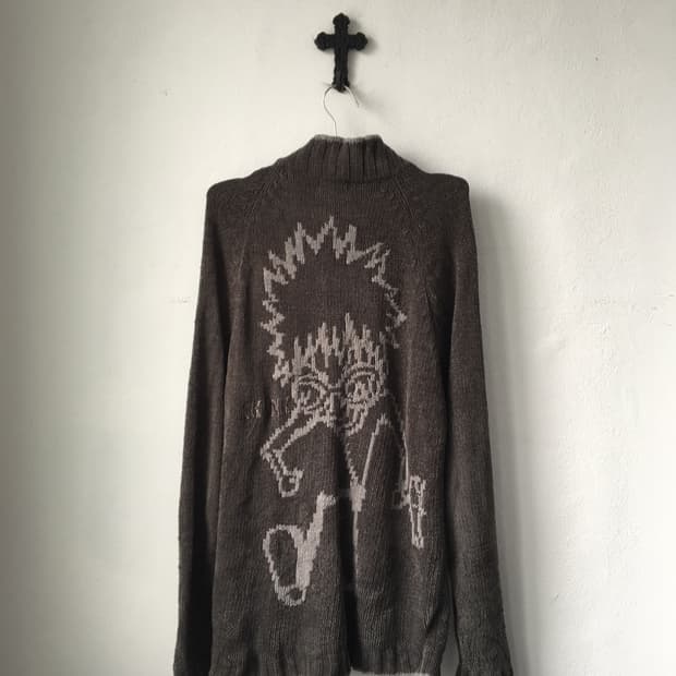 Graphic printing point ribbed high neck 