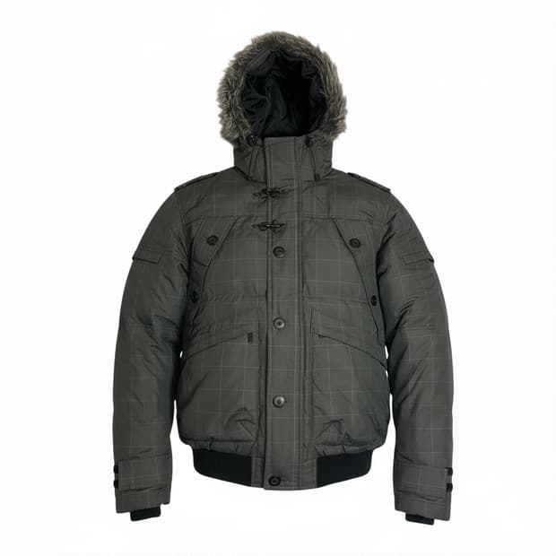 풀앤베어 체크 패딩 점퍼 L