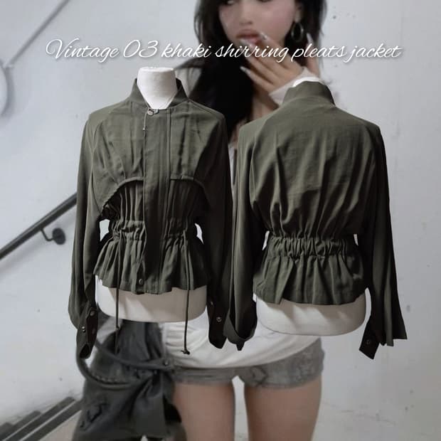 Vintage 03 khaki shirring pleats jacket