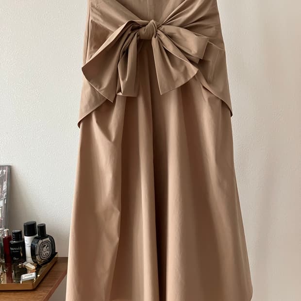 일본빈티지 united arrows 앞리본 면혼방 바스락스커트