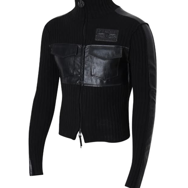 Fabric Mix Neck Zip Up