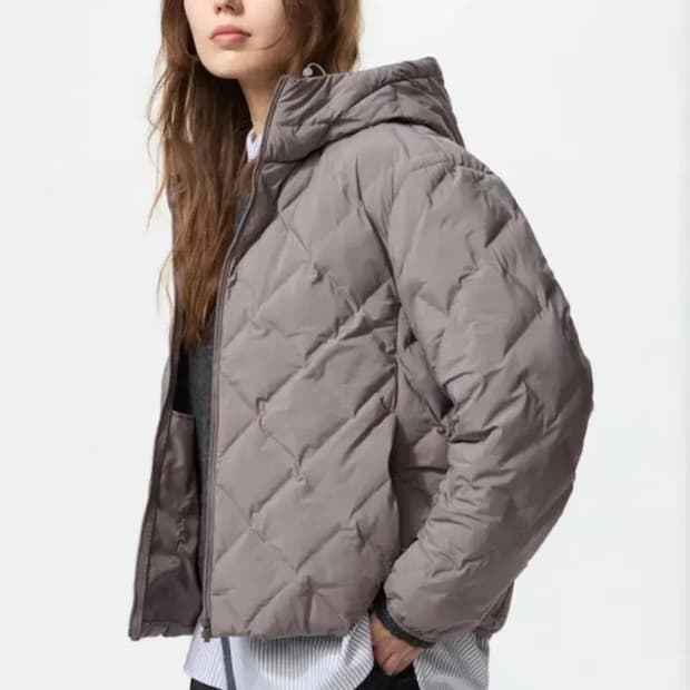 유니클로 PUFFTECH 파카 경량패딩 그레이 L