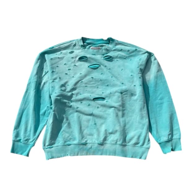 Distressed vintage faded mint 맨투맨