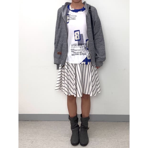 빈티지 화이트 스트라이프 스커트