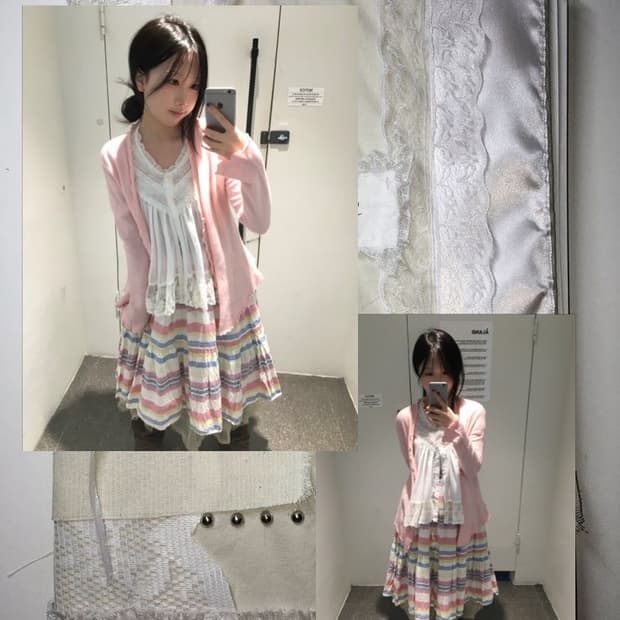 빈티지 레인보우샤베트 코디세트 