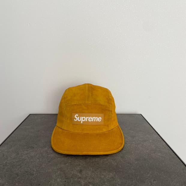 (OS) 슈프림 박스로고 캠프캡 모자 스웨이드 머스타드