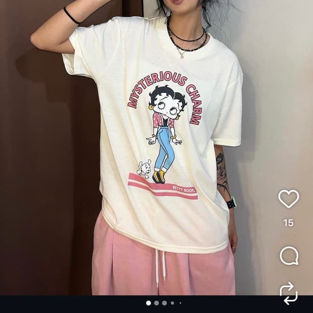 스윙잉서울 베티붑 연노랑 반팔티셔츠
