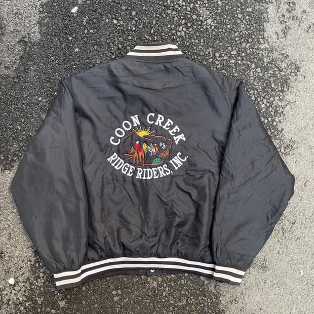 90s HOLLOWAY 사틴 올드스쿨 점퍼 바시티 자켓 XL