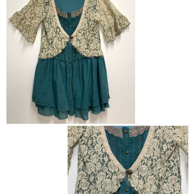 axes femme 민트 로즈 레이스 튜닉 원피스