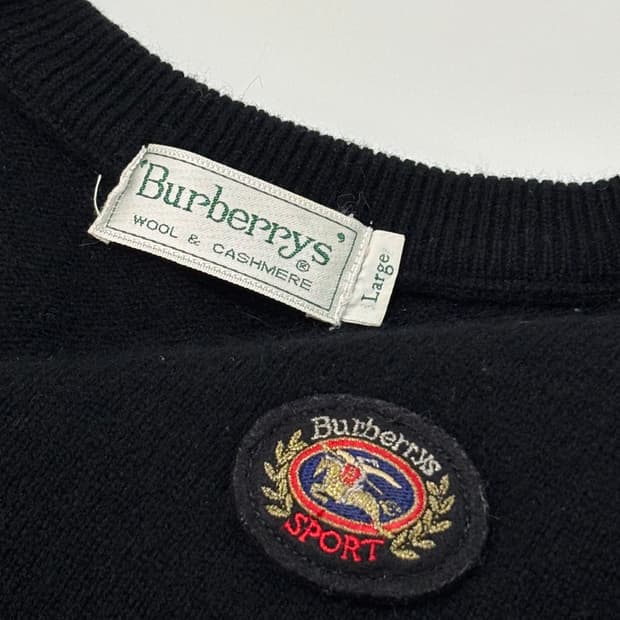 Burberry 버버리 울캐시미어 블랙 브이넥 니트