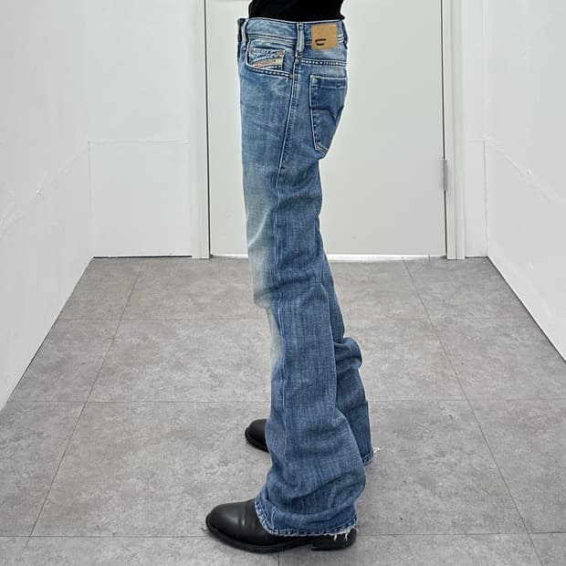 Diesel Distressed Indigo Bootcut Denim