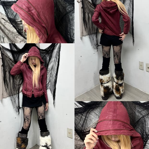 [2000s Avirex]Burgundy Zip Hoodie SheepS