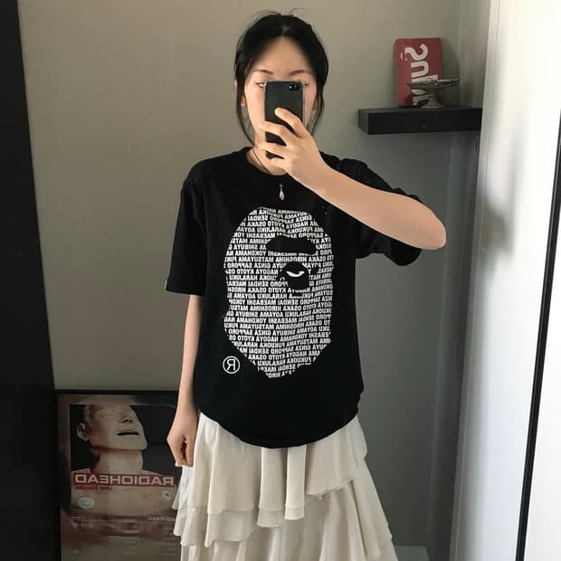 베이프 재팬 에이프 헤드 티셔츠 블랙